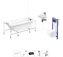 Комплект 6 в 1 Lavinia Boho Rock акриловая ванна 160x75 с инсталляцией, подвесным унитазом 20221319R