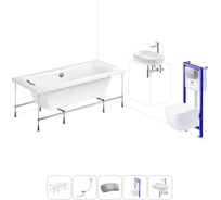 Комплект 6 в 1 Lavinia Boho Evan акриловая ванна 170x75 с инсталляцией, подвесным унитазом 20221289R