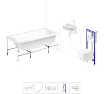 Комплект 6 в 1 Lavinia Boho Element акриловая ванна 170x80 с инсталляцией, подвесным унитазом 20221246R