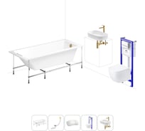 Комплект 6 в 1 Lavinia Boho One акриловая ванна 140x70 с инсталляцией, подвесным унитазом 20221224R
