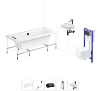 Комплект 6 в 1 Lavinia Boho Evan акриловая ванна 180x80 с инсталляцией, подвесным унитазом 20221295R
