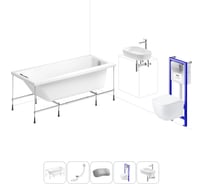 Комплект 6 в 1 Lavinia Boho Rock акриловая ванна 150x75 с инсталляцией, подвесным унитазом 20221313R