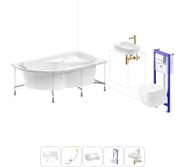 Комплект 6 в 1 Lavinia Boho Grance Hill акриловая ванна 170x105 с инсталляцией, подвесным унитазом 20221356R