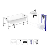 Комплект 6 в 1 Lavinia Boho Catani акриловая ванна 160x80 с инсталляцией, подвесным унитазом 20221279R