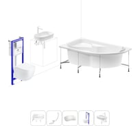 Комплект 6 в 1 Lavinia Boho Grance Hill акриловая ванна 170x105 с инсталляцией, подвесным унитазом 20221350R