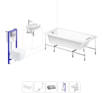 Комплект 6 в 1 Lavinia Boho Catani акриловая ванна 160x80 с инсталляцией, подвесным унитазом 20221273R