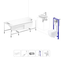 Комплект 6 в 1 Lavinia Boho Bristol акриловая ванна 160x75 с инсталляцией, подвесным унитазом 20221341R