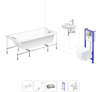 Комплект 6 в 1 Lavinia Boho Catani акриловая ванна 160x80 с инсталляцией, подвесным унитазом 20221277R