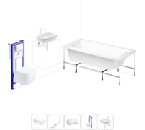 Комплект 6 в 1 Lavinia Boho Catani акриловая ванна 160x80 с инсталляцией, подвесным унитазом 20221274R