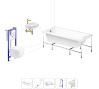 Комплект 6 в 1 Lavinia Boho Catani акриловая ванна 160x80 с инсталляцией, подвесным унитазом 20221276R