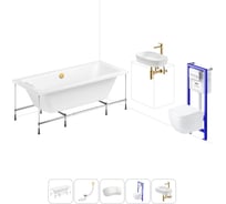 Комплект 6 в 1 Lavinia Boho Pure акриловая ванна 170x75 с инсталляцией, подвесным унитазом 20221308R