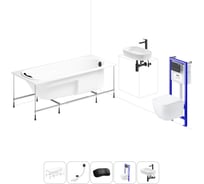 Комплект 6 в 1 Lavinia Boho Bristol акриловая ванна 160x75 с инсталляцией, подвесным унитазом 20221343R