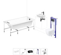 Комплект 6 в 1 Lavinia Boho Element акриловая ванна 170x80 с инсталляцией, подвесным унитазом 20221247R