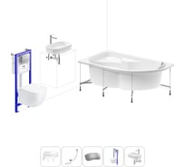 Комплект 6 в 1 Lavinia Boho Grance Hill акриловая ванна 170x105 с инсталляцией, подвесным унитазом 20221349R