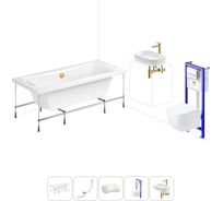 Комплект 6 в 1 Lavinia Boho Evan акриловая ванна 190x90 с инсталляцией, подвесным унитазом 20221300R
