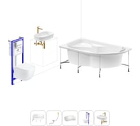 Комплект 6 в 1 Lavinia Boho Grance Hill акриловая ванна 170x105 с инсталляцией, подвесным унитазом 20221352R