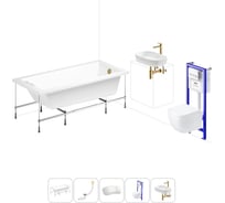 Комплект 6 в 1 Lavinia Boho Element акриловая ванна 170x80 с инсталляцией, подвесным унитазом 20221248R