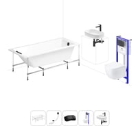 Комплект 6 в 1 Lavinia Boho One акриловая ванна 170x75 с инсталляцией, подвесным унитазом 20221239R