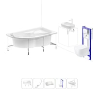 Комплект 6 в 1 Lavinia Boho Grance Hill акриловая ванна 170x105 с инсталляцией, подвесным унитазом 20221354R