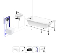 Комплект 6 в 1 Lavinia Boho Catani акриловая ванна 160x80 с инсталляцией, подвесным унитазом 20221275R