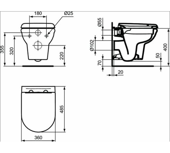 Инсталляция Ideal Standard Exacto с подвесным унитазом и сиденьем с микролифтом X022601