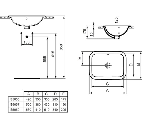 Раковина Ideal Standard CONNECT 58х41, белая E505901
