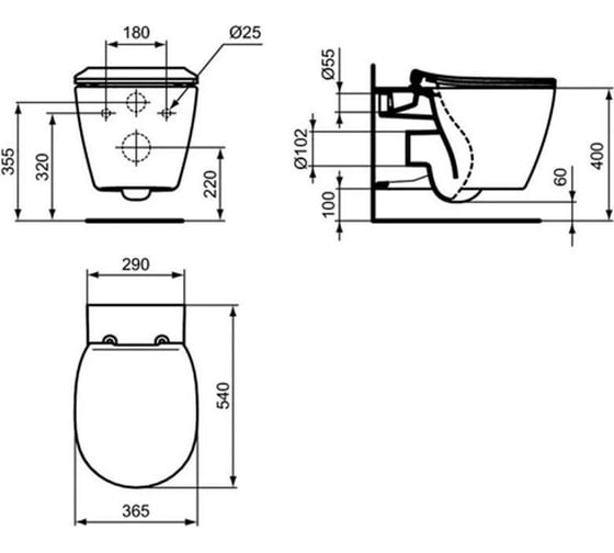 Унитаз с инсталляцией Ideal Standard Connect AquaBlade P211601
