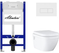Комплект Инсталляция для подвесного унитаза SISTEMA 50 AL.SIS33T с клавишей смыва H, двойной смыв, белый матовый AL.CHI018WM + Унитаз GROHE Euro Ceramic подвесной с сиденьем с микролифтом, альпин-белый (39703000) ALENTORI AL.SIS33TAL.CHI018WM39703000