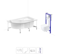 Комплект 5 в 1 Lavinia Boho Grance Hill акриловая ванна 170x105 с инсталляцией и подвесным унитазом 20221170R