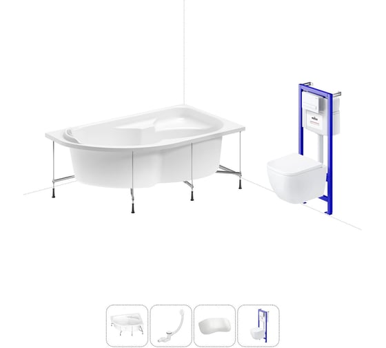Комплект 5 в 1 Lavinia Boho Grance Hill акриловая ванна 170x105 с инсталляцией и подвесным унитазом 20221170R 1