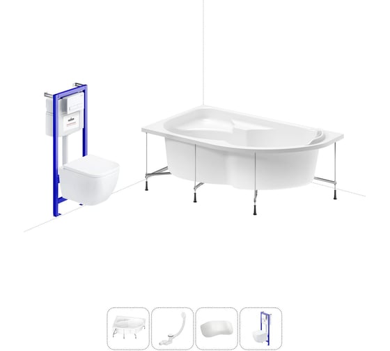 Комплект 5 в 1 Lavinia Boho Grance Hill акриловая ванна 170x105 с инсталляцией и подвесным унитазом 20221166R 1