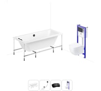 Комплект 5 в 1 Lavinia Boho Pure акриловая ванна 180x80 с инсталляцией и подвесным унитазом 20221127R