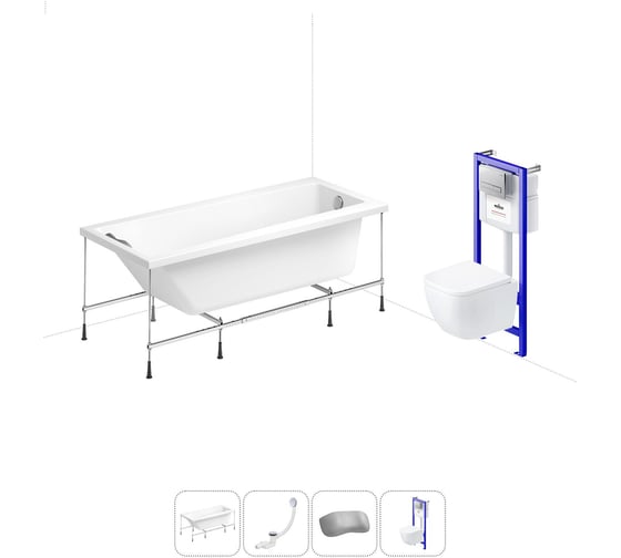 Комплект 5 в 1 Lavinia Boho Rock акриловая ванна 170x75 с инсталляцией и подвесным унитазом 20221137R 1