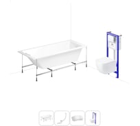 Комплект 5 в 1 Lavinia Boho One акриловая ванна 180x80 с инсталляцией и подвесным унитазом 20221058R