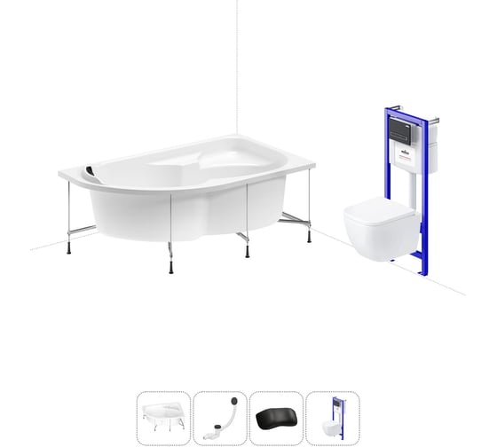Комплект 5 в 1 Lavinia Boho Grance Hill акриловая ванна 170x105 с инсталляцией и подвесным унитазом 20221171R 1