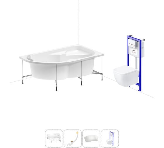 Комплект 5 в 1 Lavinia Boho Grance Hill акриловая ванна 170x105 с инсталляцией и подвесным унитазом 20221172R 1