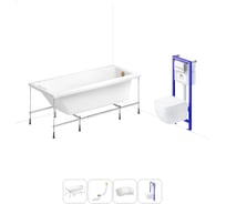 Комплект 5 в 1 Lavinia Boho Rock акриловая ванна 160x75 с инсталляцией и подвесным унитазом 20221136R