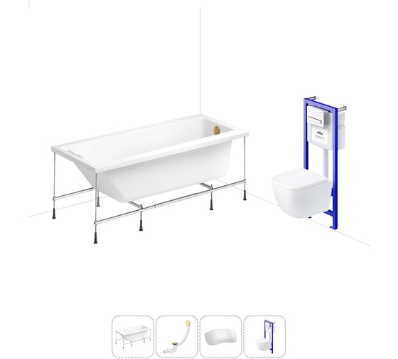 Комплект 5 в 1 Lavinia Boho Rock акриловая ванна 160x75 с инсталляцией и подвесным унитазом 20221136R 1