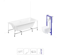 Комплект 5 в 1 Lavinia Boho Pure акриловая ванна 180x80 с инсталляцией и подвесным унитазом 20221126R