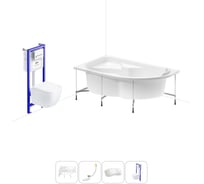 Комплект 5 в 1 Lavinia Boho Grance Hill акриловая ванна 170x105 с инсталляцией и подвесным унитазом 20221168R