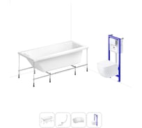 Комплект 5 в 1 Lavinia Boho Rock акриловая ванна 150x75 с инсталляцией и подвесным унитазом 20221130R