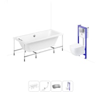 Комплект 5 в 1 Lavinia Boho Pure акриловая ванна 180x80 с инсталляцией и подвесным унитазом 20221125R