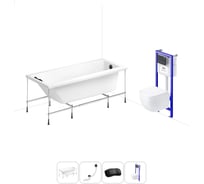 Комплект 5 в 1 Lavinia Boho Rock акриловая ванна 170x75 с инсталляцией и подвесным унитазом 20221139R