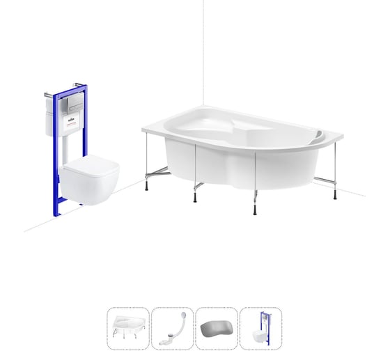 Комплект 5 в 1 Lavinia Boho Grance Hill акриловая ванна 170x105 с инсталляцией и подвесным унитазом 20221165R 1