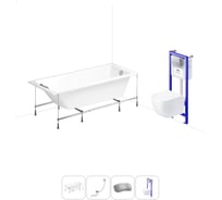 Комплект 5 в 1 Lavinia Boho One акриловая ванна 150x70 с инсталляцией и подвесным унитазом 20221041R