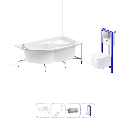 Комплект 5 в 1 Lavinia Boho Grance Hill акриловая ванна 170x105 с инсталляцией и подвесным унитазом 20221169R 1