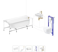 Комплект 6 в 1 Lavinia Boho Biore акриловая ванна 150x70 с инсталляцией, подвесным унитазом 20221252R