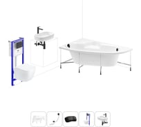 Комплект 6 в 1 Lavinia Boho Bell Pro акриловая ванна 170x110 с инсталляцией, подвесным унитазом 20221383R
