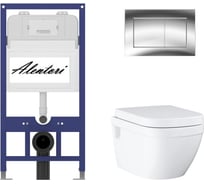 Комплект Alentori инсталляция для подвесного унитаза SISTEMA 52 AL.SIS11T с клавишей смыва A, двойной смыв, хром глянец AL.CHI012CH + Унитаз GROHE Euro Ceramic подвесной с сиденьем с микролифтом, альпин-белый (39703000) AL.SIS11TAL.CHI012CH39703000