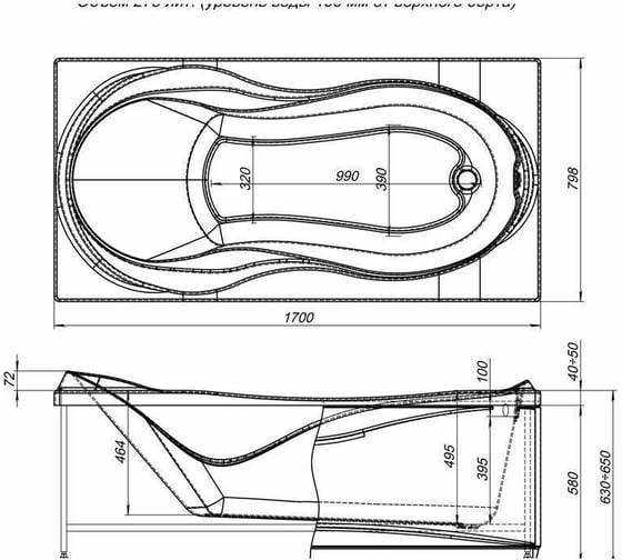Акриловая ванна Aquanet Grenada 170х80 00203968
